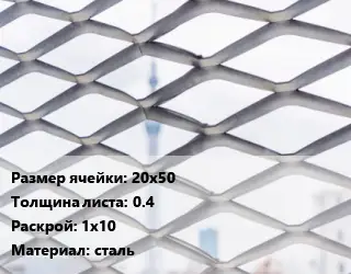 Сетка ЦПВС 20х50 s=0.4 Раскрой: 1х10 сталь